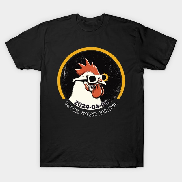 Cool rooster total solar eclipse 2024 T-Shirt by TomFrontierArt